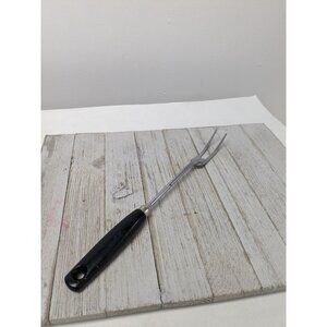Vintage EKCO A&J Solid Meat Utility Fork Black Wood Handle 12 3/4"